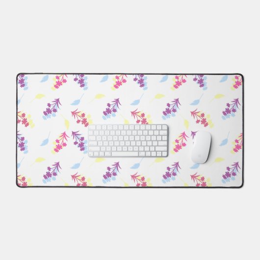 Purple and Blue Flowers Seamless Pattern – Elegant デスクマット (キーボード&マウス)