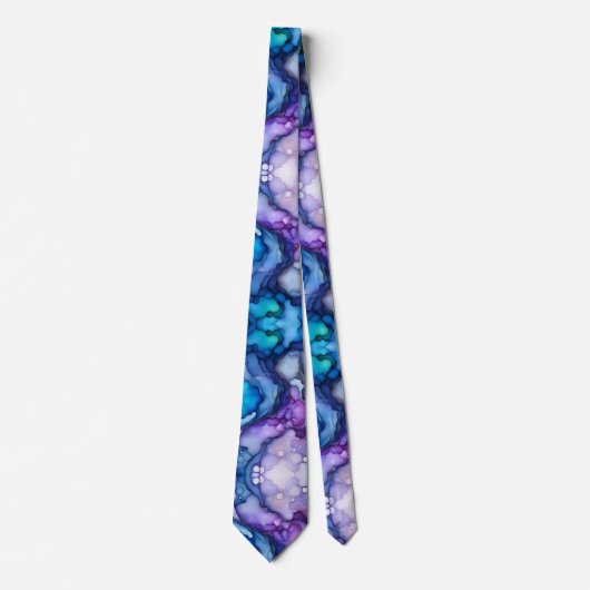 Purple and Blue Fluid Ink Abstract Dreamy Bold ネクタイ (正面)