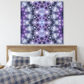 Purple and Blue Geometric Kaleidoscope Pattern キャンバスプリント (インサイチュ (寝室))