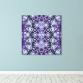 Purple and Blue Geometric Kaleidoscope Pattern キャンバスプリント (インサイチュ (ウッドフロア))
