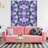 Purple and Blue Geometric Kaleidoscope Pattern キャンバスプリント (インサイチュ (リビング))