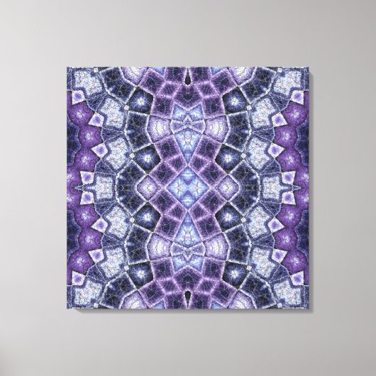 Purple and Blue Geometric Kaleidoscope Pattern キャンバスプリント (正面)