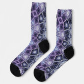 Purple and Blue Geometric Kaleidoscope Pattern ソックス (左)