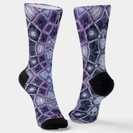 Purple and Blue Geometric Kaleidoscope Pattern ソックス