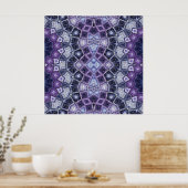 Purple and Blue Geometric Kaleidoscope Pattern ポスター (キッチン)