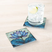 Purple and Blue Lotus Glass Coaster ガラスコースター (アングル)