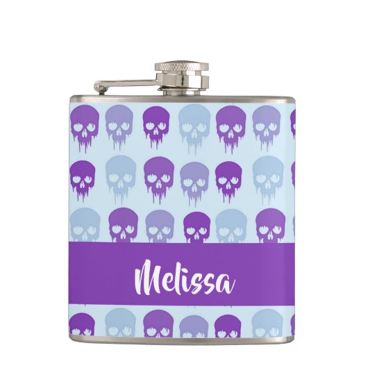 Purple and blue melting skulls pattern フラスク (正面)