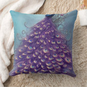 Purple and Blue,Peacock Tail Design Throw Pillow クッション (ブランケット)