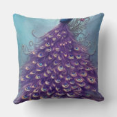 Purple and Blue,Peacock Tail Design Throw Pillow クッション (裏面)