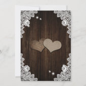 Purple and Blue Rustic Floral Lace Wood Wedding 招待状 (裏面)