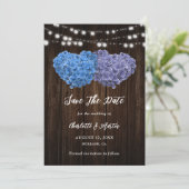 Purple and Blue Rustic Wood Floral Hearts Wedding セーブザデート (スタンド正面)