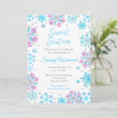Purple and Blue Snowflakes Sweet Sixteen 招待状 (スタンド正面)