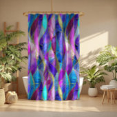 Purple and Blue Stained Glass Mosaic pattern シャワーカーテン