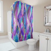 Purple and Blue Stained Glass Mosaic pattern シャワーカーテン (インサイチュ)