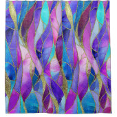 Purple and Blue Stained Glass Mosaic pattern シャワーカーテン (正面)