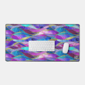 Purple and Blue Stained Glass Mosaic pattern デスクマット (キーボード&マウス)