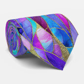 Purple and Blue Stained Glass Mosaic pattern ネクタイ (ロール)