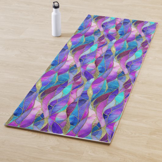 Purple and Blue Stained Glass Mosaic pattern ヨガマット (インサイチュ)