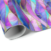 Purple and Blue Stained Glass Mosaic pattern ラッピングペーパー (ロールコーナー)