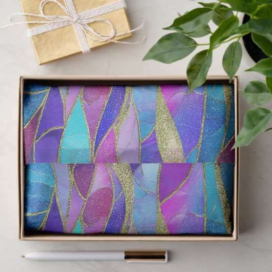 Purple and Blue Stained Glass Mosaic pattern 薄葉紙 (ギフト)