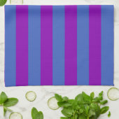 Purple and Blue Stripes キッチンタオル (折り畳み)