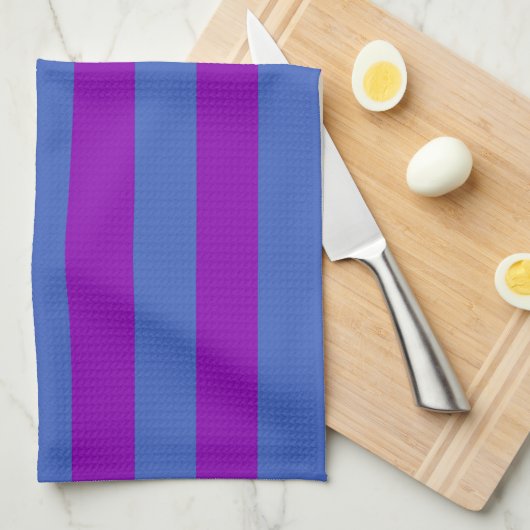 Purple and Blue Stripes キッチンタオル (四つ折り)
