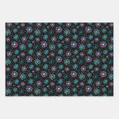 Purple and Blue Winter Snowflakes Pattern ラッピングペーパーシート (正面3)