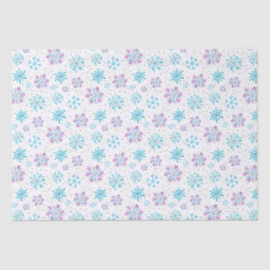 Purple and Blue Winter Snowflakes Pattern 薄葉紙 (正面)