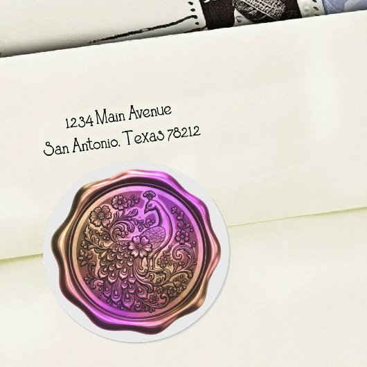 Purple and Copper Peacock Wax Look Seal ラウンドシール