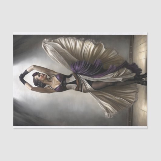 Purple and Cream Dancer in Spotlight Decouapage 薄葉紙 (正面)