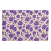 Purple and Cream Floral Pattern Pillowcases 枕カバー (裏面-左)