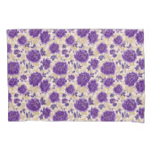 Purple and Cream Floral Pattern Pillowcases 枕カバー (正面左)