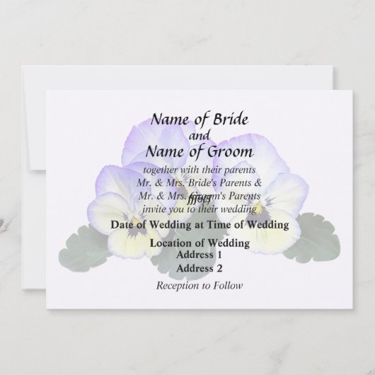Purple and Cream Pansies 招待状 (正面)