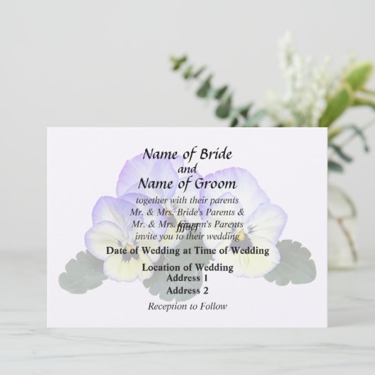 Purple and Cream Pansies 招待状 (スタンド正面)