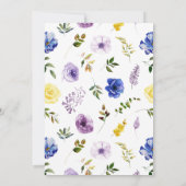 Purple and Cream Summer Flowers Baby Shower 招待状 (裏面)