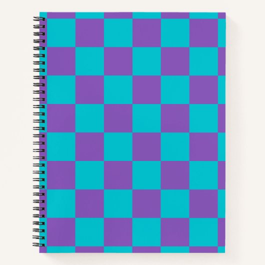 Purple and Cyan Checkerboard ノートブック (正面)