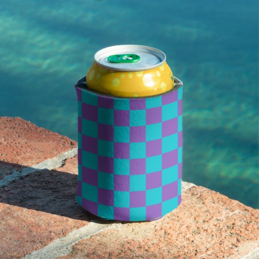 Purple and Cyan Checkerboard 缶クーラー (インサイチュ プール)