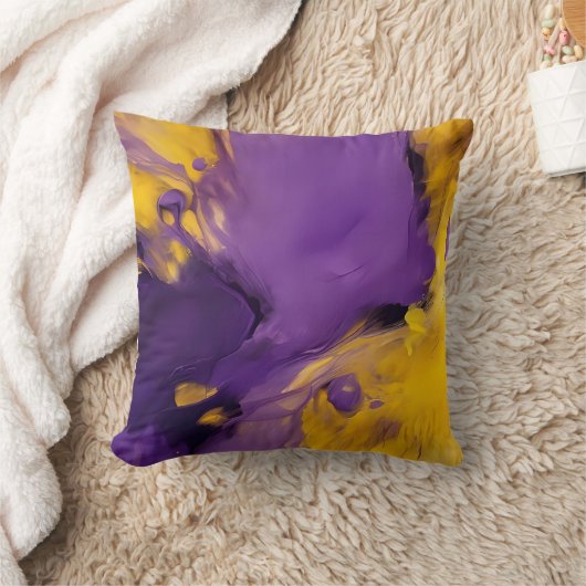 Purple and Gold Abstract クッション (ブランケット)