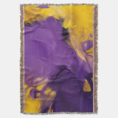 Purple and Gold Abstract スローブランケット (正面縦)