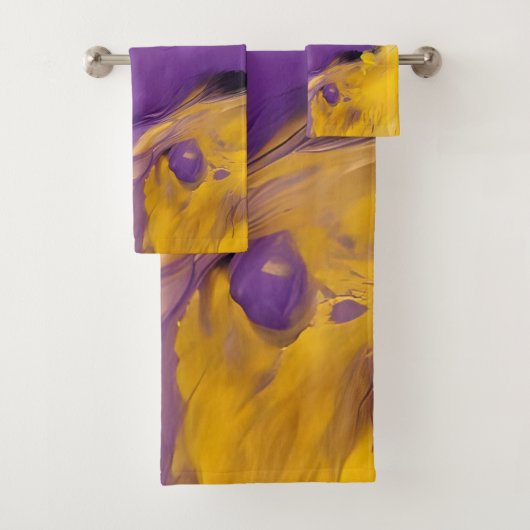 Purple and Gold Abstract バスタオルセット (インサイチュ)