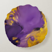 Purple and Gold Abstract ラウンドクッション (裏面)