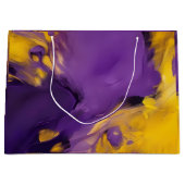 Purple and Gold Abstract ラージペーパーバッグ (正面)
