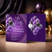 Purple and Gold Adult Birthday Party 招待状