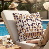 Purple and gold Aesthetic abstract Pattern クッション