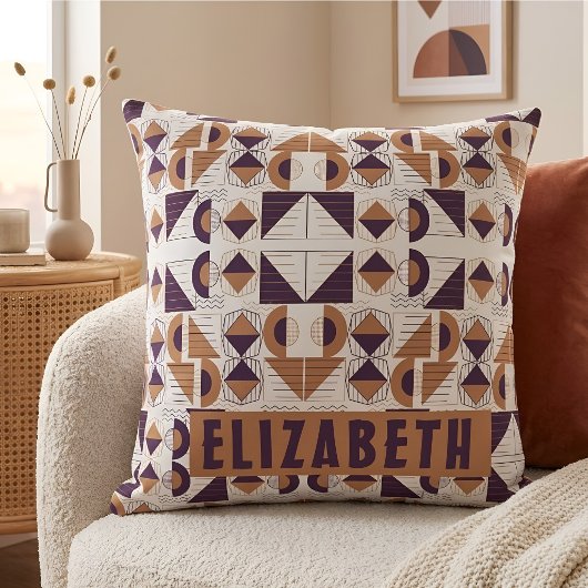 Purple and gold Aesthetic abstract Pattern クッション