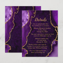 Purple and Gold Agate Wedding Details エンクロージャーカード