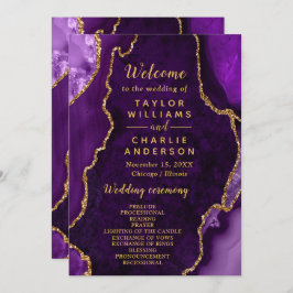 Purple and Gold Agate Wedding Program プログラム