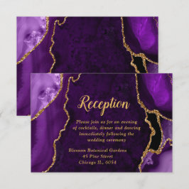 Purple and Gold Agate Wedding Reception エンクロージャーカード