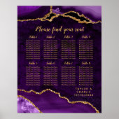 Purple and Gold Agate Wedding Seating Chart ポスター (正面)