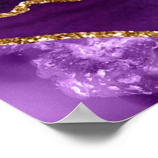 Purple and Gold Agate Wedding Seating Chart ポスター (角)